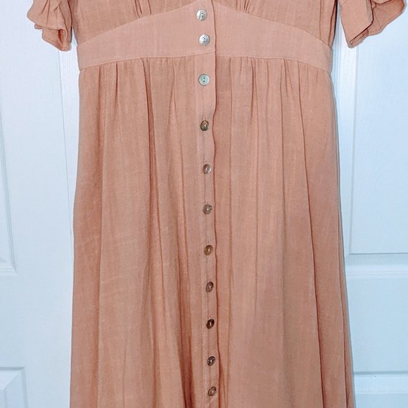 FEMININE & SOFT/Cottagecore Mia/Esther &Co. 100% Linen Dusty Rose Maxi Dress - Picture 4 of 6